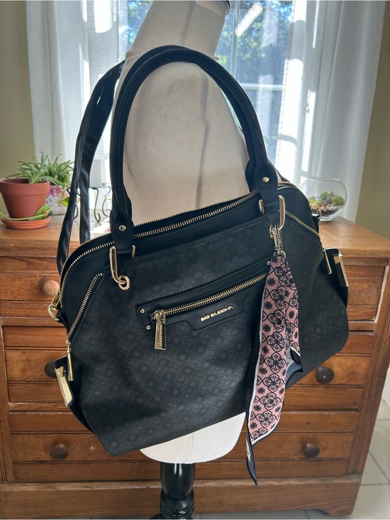 Big Buddha Handbags - Big Buddha Black Shoulder Bag with Pink Scarf Accent